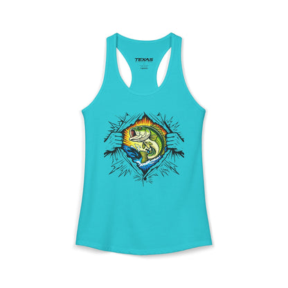 Texas Rigged Tees Fishing Is My Superpower — Women’s Racerback Tank