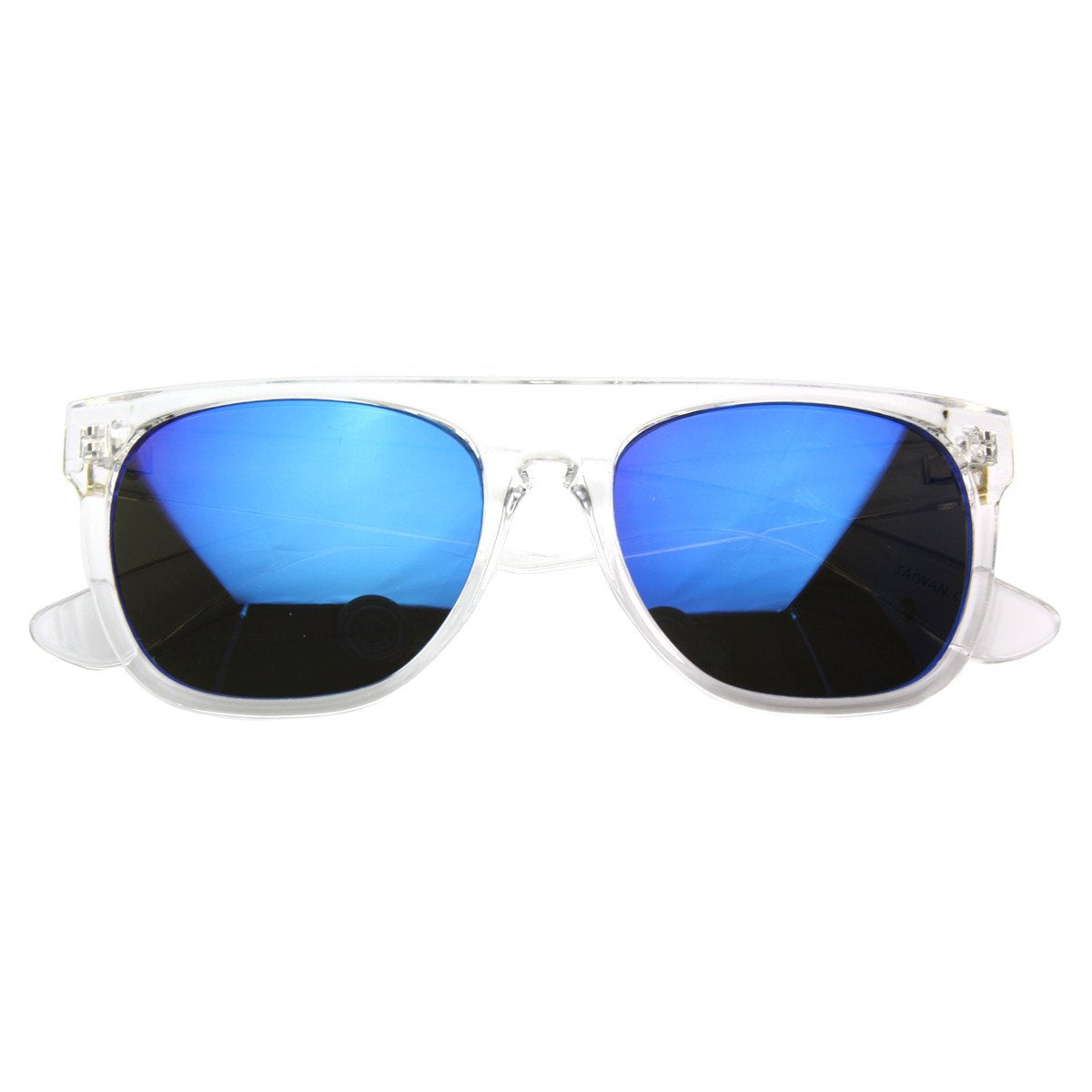 zeroUV Retro Super Flat Top Flash Mirrored Lens Sunglasses 8090