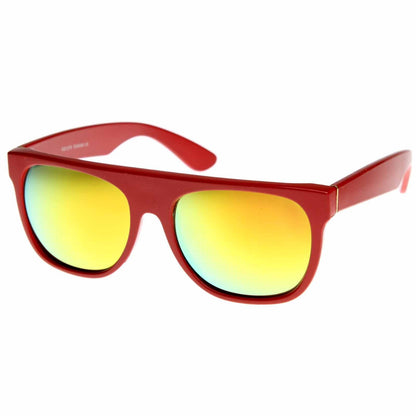 zeroUV Retro Super Flat Top Flash Mirrored Lens Sunglasses 8090