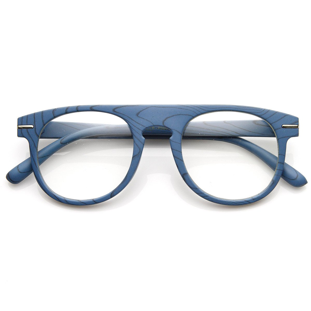 zeroUV Artistic Wood Print Indie Key Hole Flat Top Round Clear Lens Glasses 9152