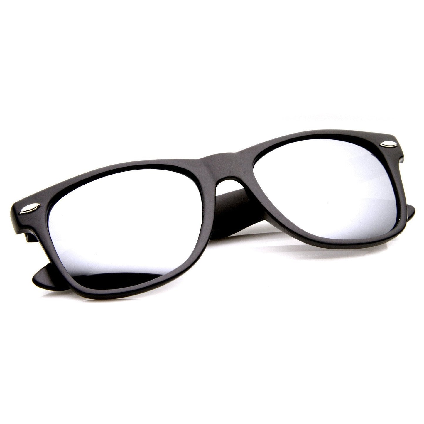 zeroUV Retro Matte Black Horned Rim Flash Colored Lens Sunglasses 58mm 8025