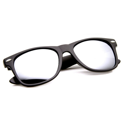 zeroUV Retro Matte Black Horned Rim Flash Colored Lens Sunglasses 58mm 8025