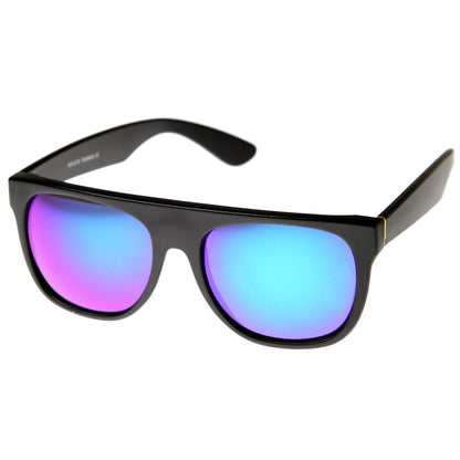 zeroUV Retro Super Flat Top Flash Mirrored Lens Sunglasses 8090