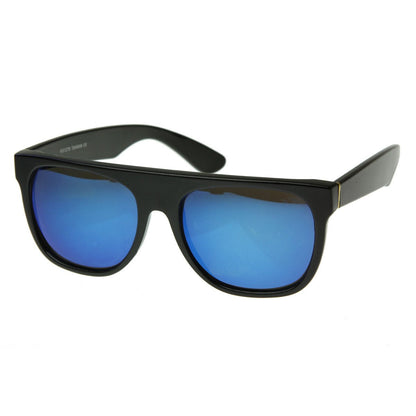 zeroUV Retro Super Flat Top Flash Mirrored Lens Sunglasses 8090