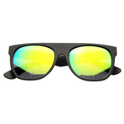 zeroUV Retro Super Flat Top Flash Mirrored Lens Sunglasses 8090