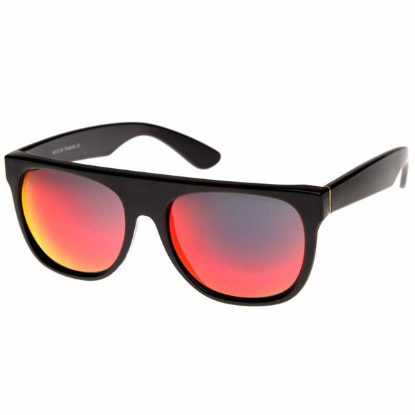 zeroUV Retro Super Flat Top Flash Mirrored Lens Sunglasses 8090