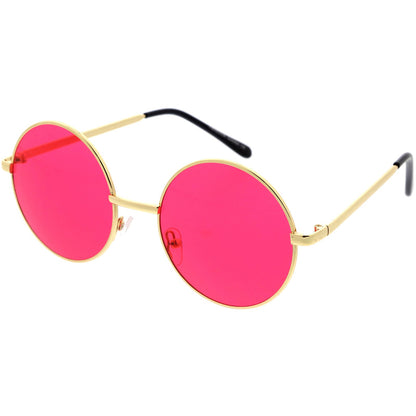 zeroUV Retro Hippie Round Color Tone Metal Sunglasses 9892