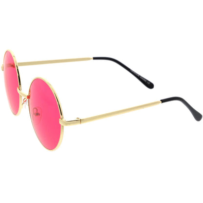 zeroUV Retro Hippie Round Color Tone Metal Sunglasses 9892
