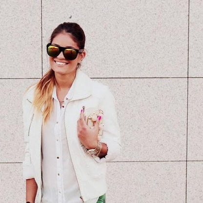 zeroUV Retro Super Flat Top Flash Mirrored Lens Sunglasses 8090