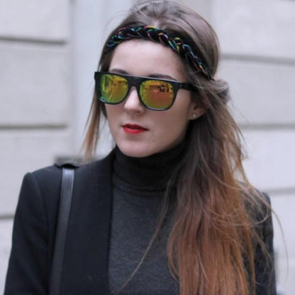 zeroUV Retro Super Flat Top Flash Mirrored Lens Sunglasses 8090