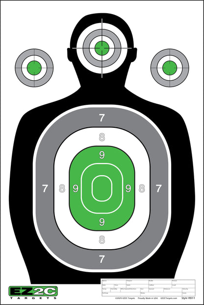 EZ2C RD11 Silhouette 12"x18"  Paper Shooting Target Made in USA