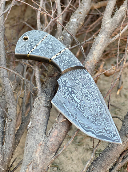 Texan Knives DAMASCUS STEEL KNIFE FIXED BLADE POCKET FULL TANG DAMASCUS HANDLE KNIVES SKINNER