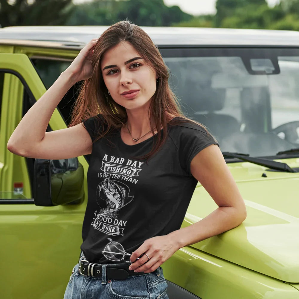 Outdoorzees A Bad Day Fishing Women Slim Fit T-Shirt