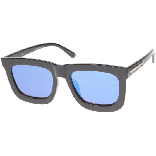 zeroUV Hipster Flat Front Square Horned Rim Mirror Lens Sunglasses A143