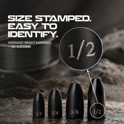 Reaction Tackle Tungsten Worm Weights / Bullet Shaped Sinkers