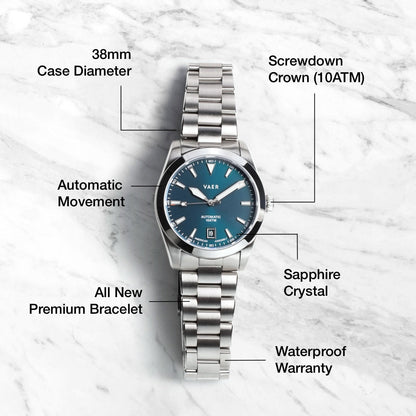 Vaer Watches A5 Atlas Green Auto - 38mm USA