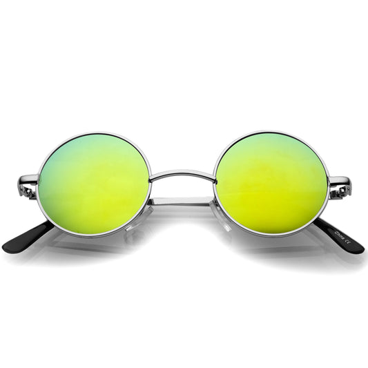 zeroUV Retro Lennon Style Round Circle Metal Mirror Lens Sunglasses 1408