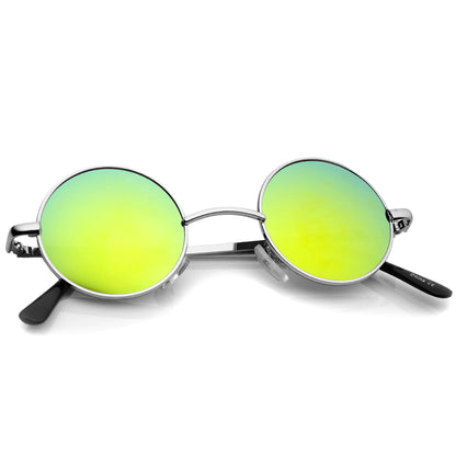 zeroUV Retro Lennon Style Round Circle Metal Mirror Lens Sunglasses 1408