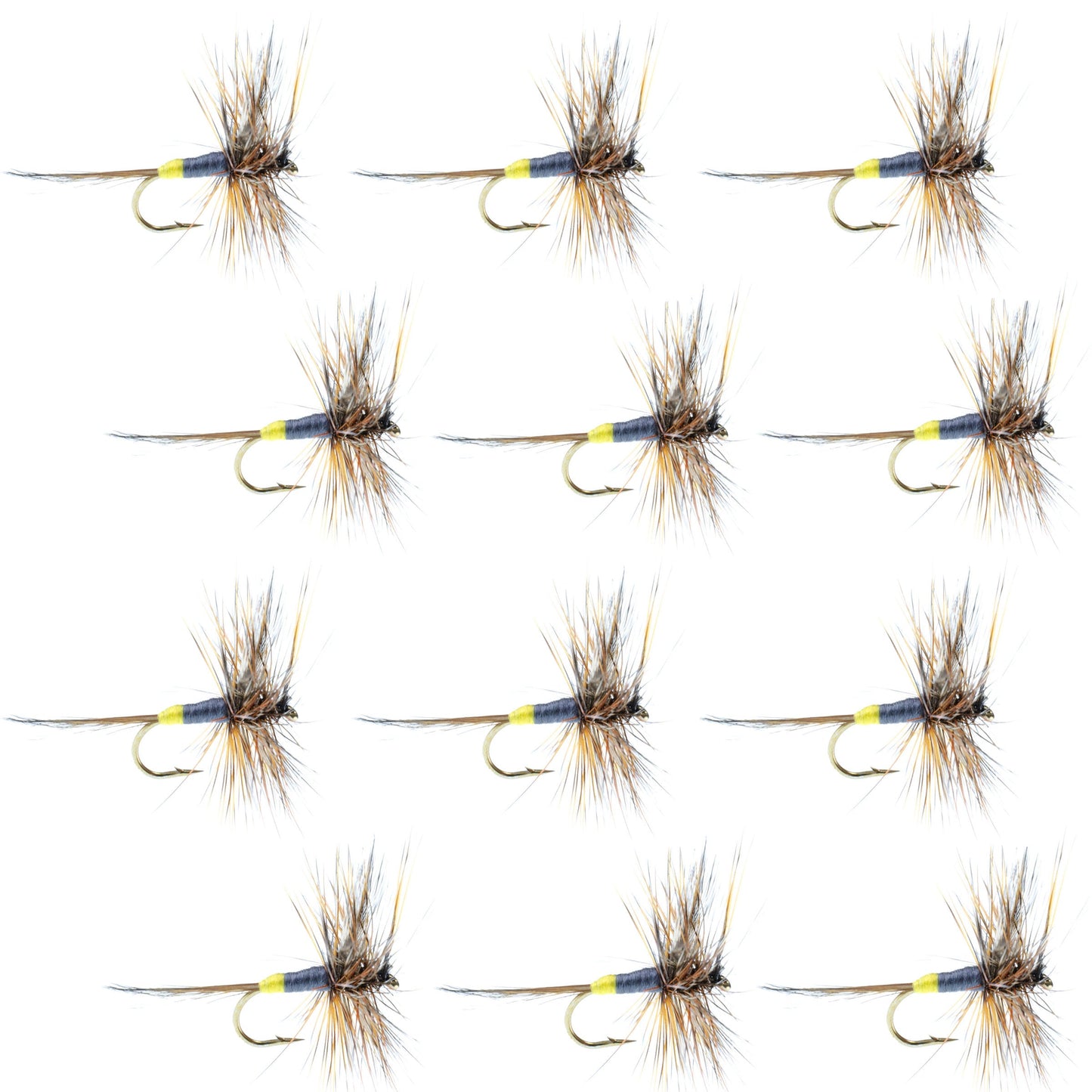 The Fly Fishing Place Adams Female Classic Dry Fly - 1 Dozen Flies - Hook Size 12