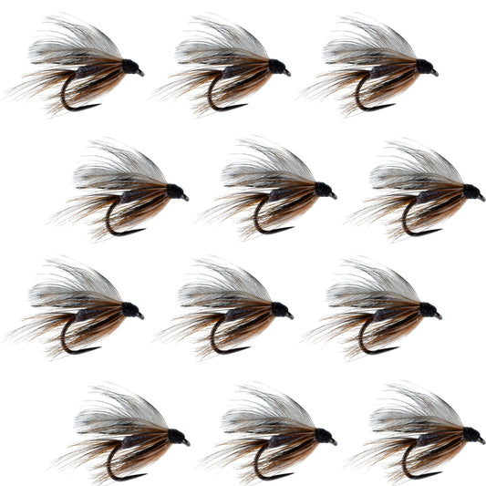 The Fly Fishing Place Barbless Adams Classic Wet Fly Fly Fishing Flies - 1 Dozen Flies Hook Size 14