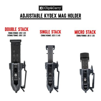 Clip & Carry Adjustable Kydex IWB/OWB Mag Holder