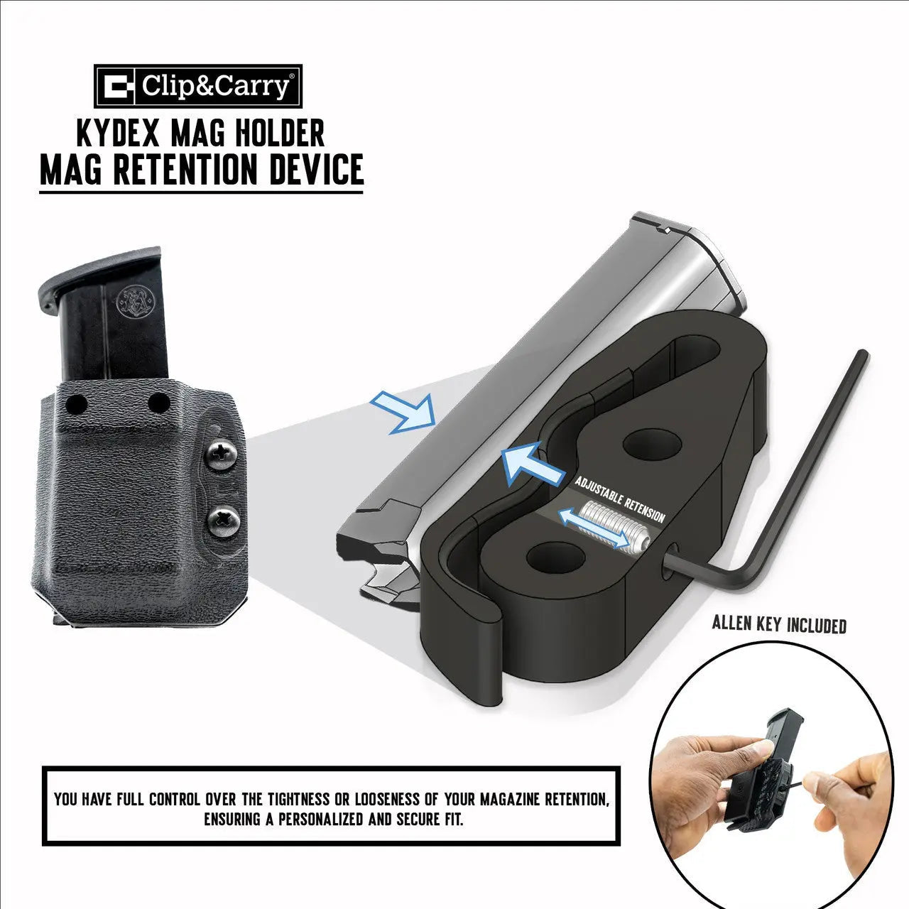 Clip & Carry Adjustable Kydex IWB/OWB Mag Holder