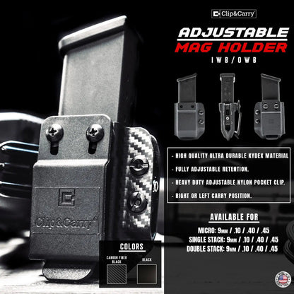 Clip & Carry Adjustable Kydex IWB/OWB Mag Holder