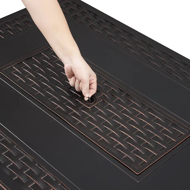 Balkene Home Albany 44" Rectangular Woven Aluminum Convertible Gas Fire Pit Table