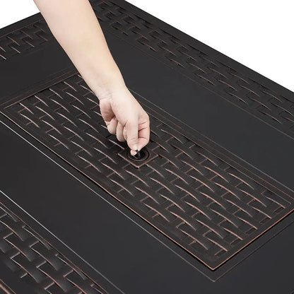 Balkene Home Albany 44" Rectangular Woven Aluminum Convertible Gas Fire Pit Table