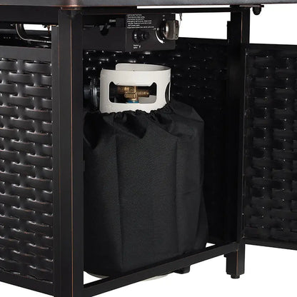 Balkene Home Albany 44" Rectangular Woven Aluminum Convertible Gas Fire Pit Table