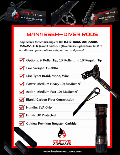 Ice Strong Outdoors - Manasseh -Diver Rods Roller Tip / Regular Tip