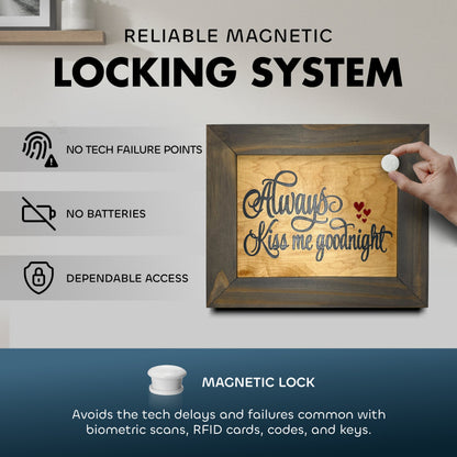 Bellewood Designs - Wall Gun Safe with Decorative Front Always Kiss Me Goodnight