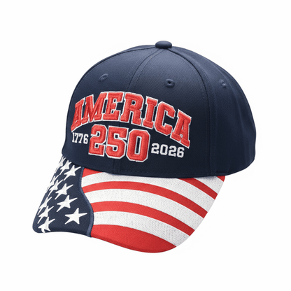 Steadfast American America 250th Anniversary Cap – American Flag Bill | Patriotic Cotton Twill Hat