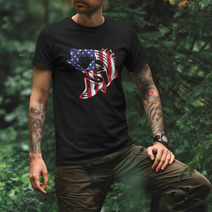 Outdoorzees American Flag Fish Come Man T-Shirt