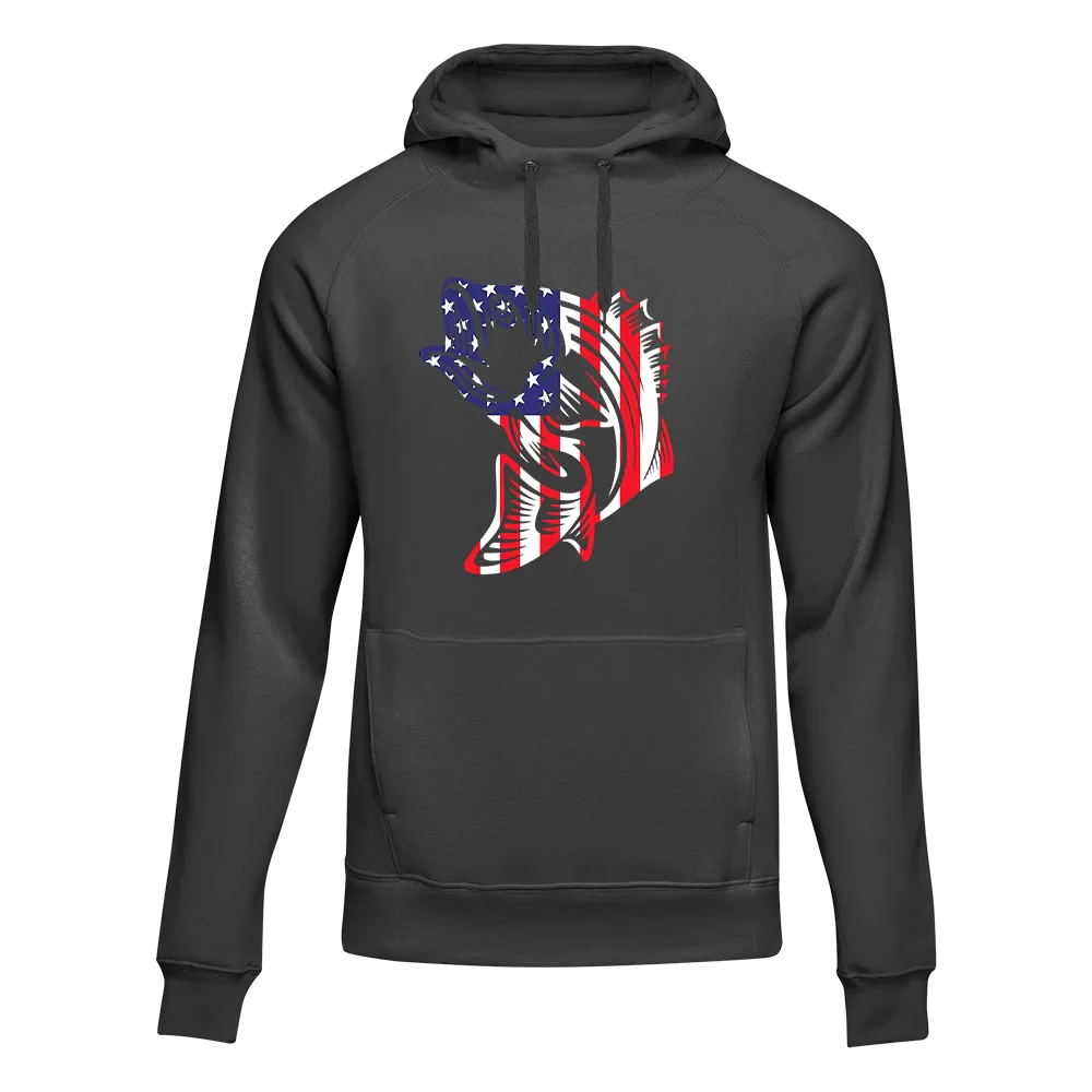 Outdoorzees American Flag Fish Unisex Hoodie