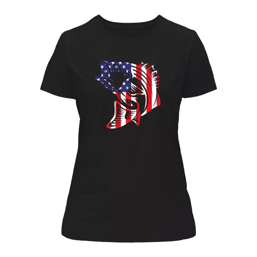 Outdoorzees American Flag Fish T-Shirt for Women