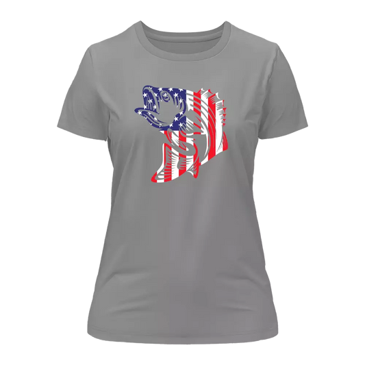 Outdoorzees American Flag Fish T-Shirt for Women