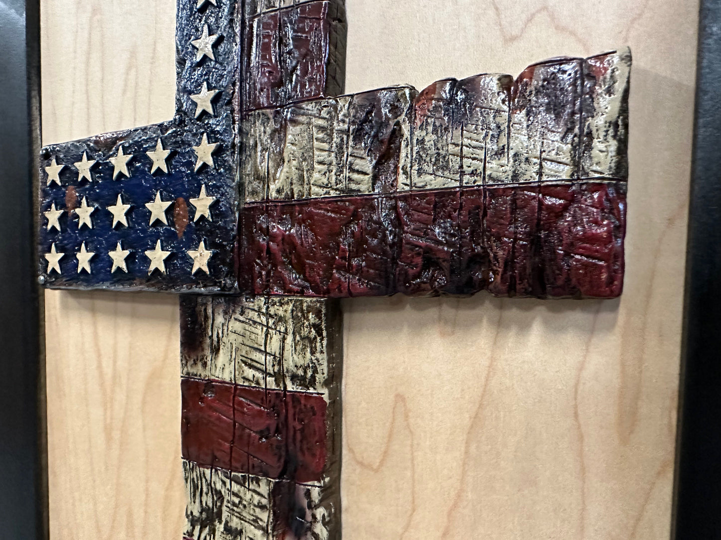 Bellewood Designs - American Flag Cross Decorative Wall-Mounted Secure Gun Cabinet