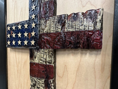 Bellewood Designs - American Flag Cross Decorative Wall-Mounted Secure Gun Cabinet