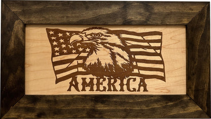 Bellewood Designs - American Flag with Bald Eagle Patriotic Decorative Wall-Mounted Secure Gun Cabinet