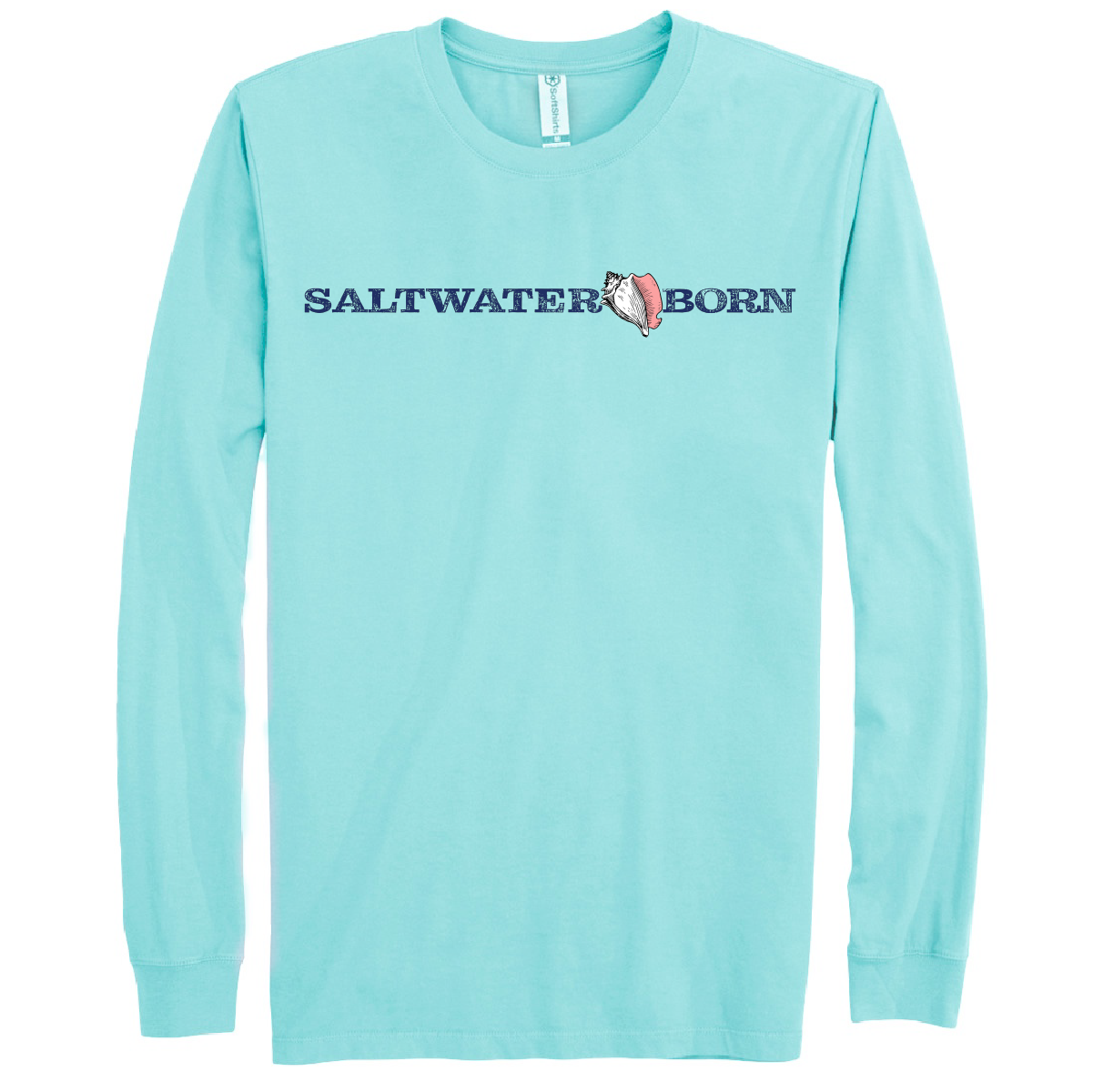 Saltwater Born Men's Linear Logo Cotton Long Sleeve Shirt