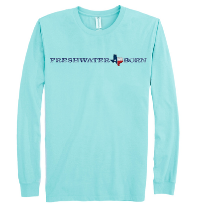 Texas Freshwater Born Linear Logo Men's Cotton Long Sleeve Shirt