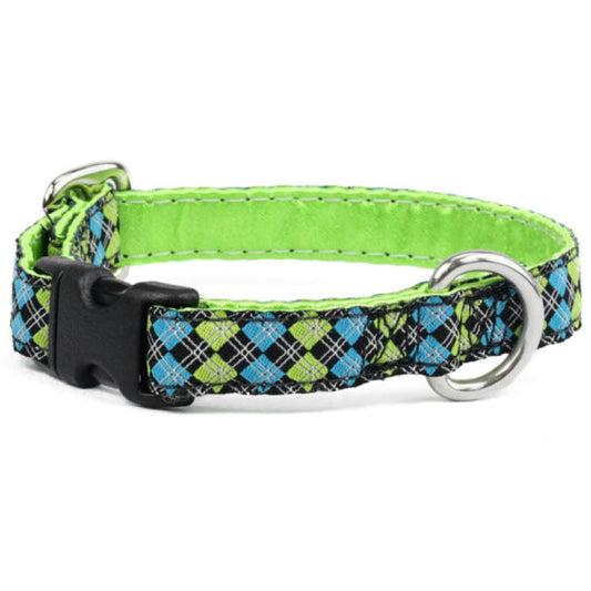 2 Hounds Design 5/8″ Argyle Turquoise and Green Martingale Dog Collar