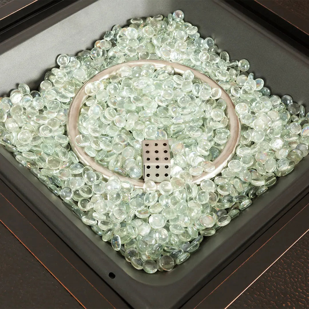 Balkene Home Armstrong 42" Square Basketweave Aluminum Convertible Gas Fire Pit Table