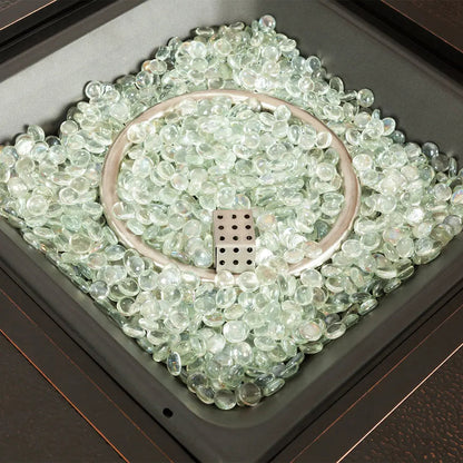 Balkene Home Armstrong 42" Square Basketweave Aluminum Convertible Gas Fire Pit Table