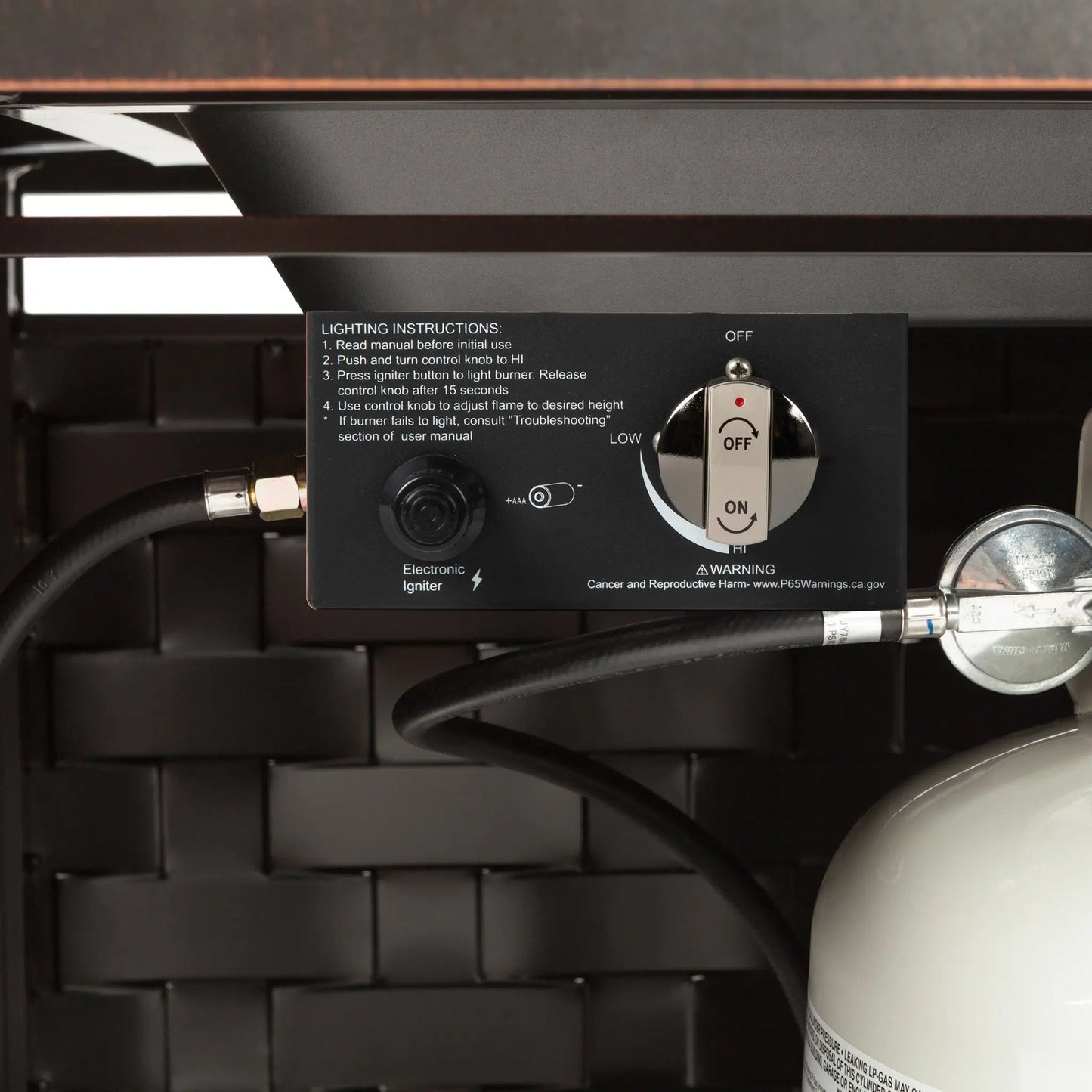 Balkene Home Armstrong 42" Square Basketweave Aluminum Convertible Gas Fire Pit Table