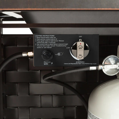 Balkene Home Armstrong 42" Square Basketweave Aluminum Convertible Gas Fire Pit Table