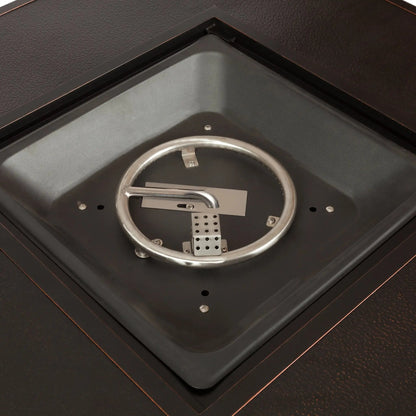 Balkene Home Armstrong 42" Square Basketweave Aluminum Convertible Gas Fire Pit Table