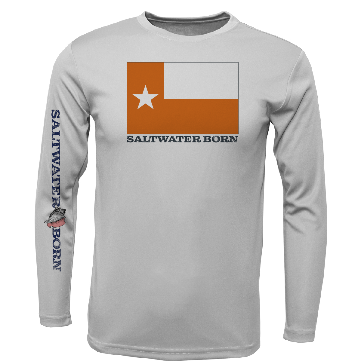 Saltwater Born Burnt Orange Texas Long Sleeve UPF 50+ Dry-Fit Shirt