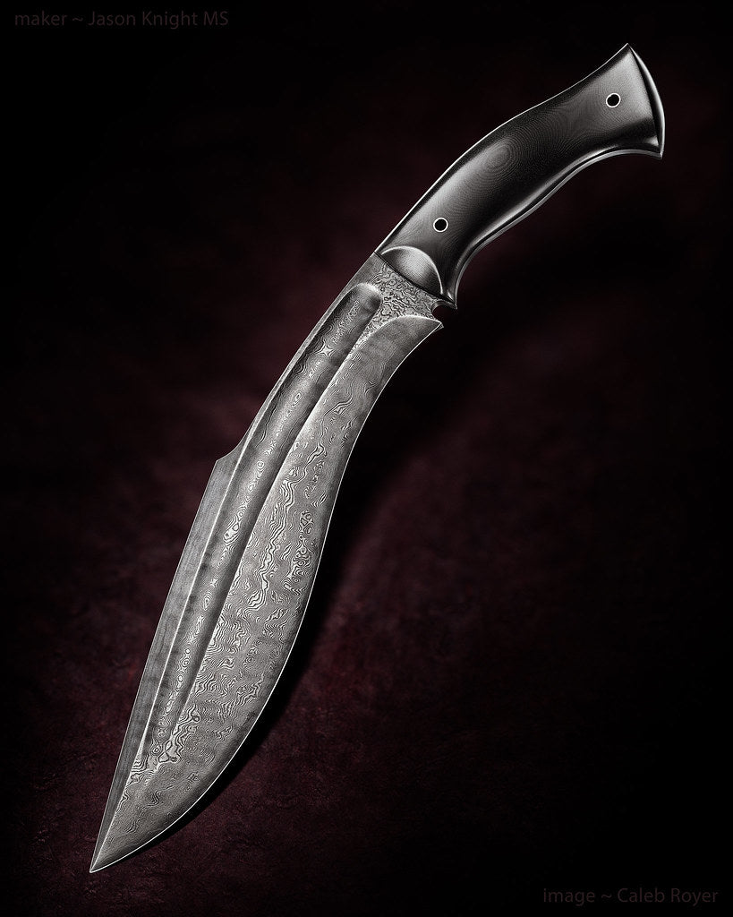 KBS Knives Authentic Khukuri Knife – Damascus Blade, G10 Handle